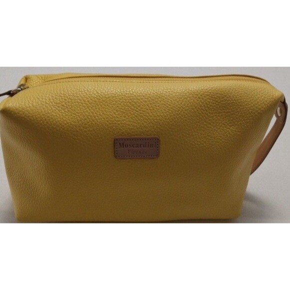 Moscardini~Firenze- Soft Yellow Leather Travel Toiletry Bag- NWOT - Picture 3 of 16